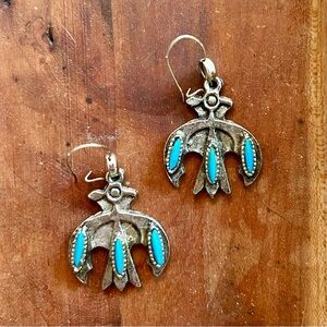 Silver and Turquoise Navajo Bird Earrings